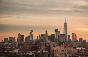 Fine art print Boy Kortekaas Manhattan zonsondergang in New York, skyline van de big apple.